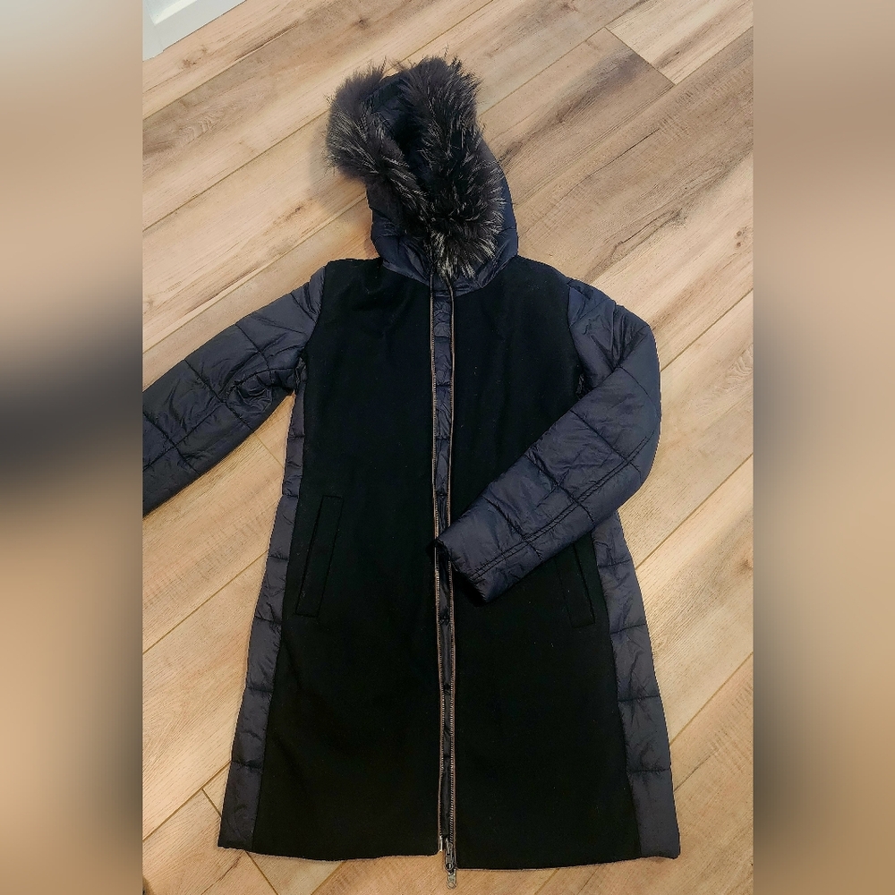 GIMOS Italian Women's Black Reversible Hooded Coat